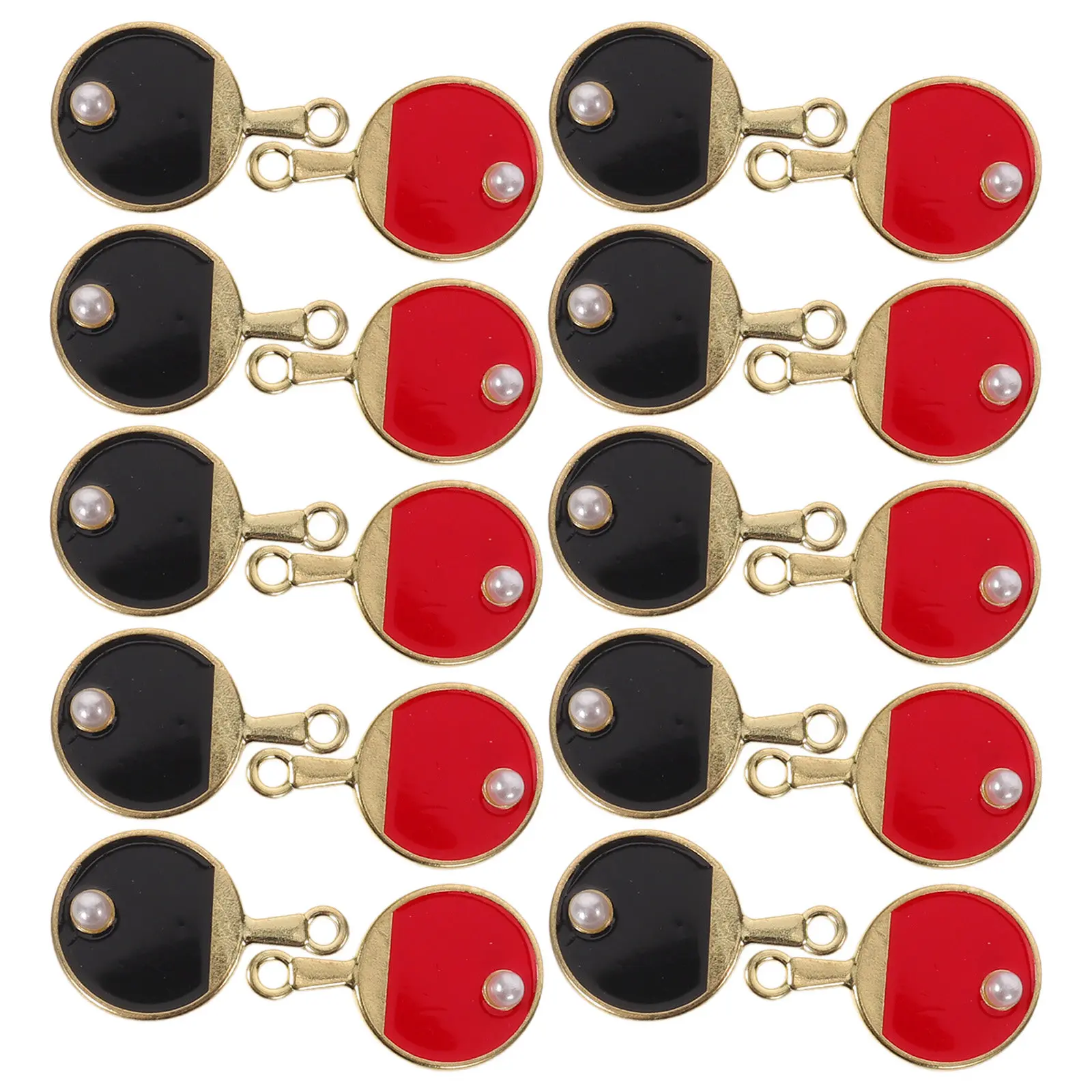 20pcs Mini Table Tennis Racket Charms – Alloy Enamel Sports Pendants for Necklace, Bracelet, Keychain & Earrings