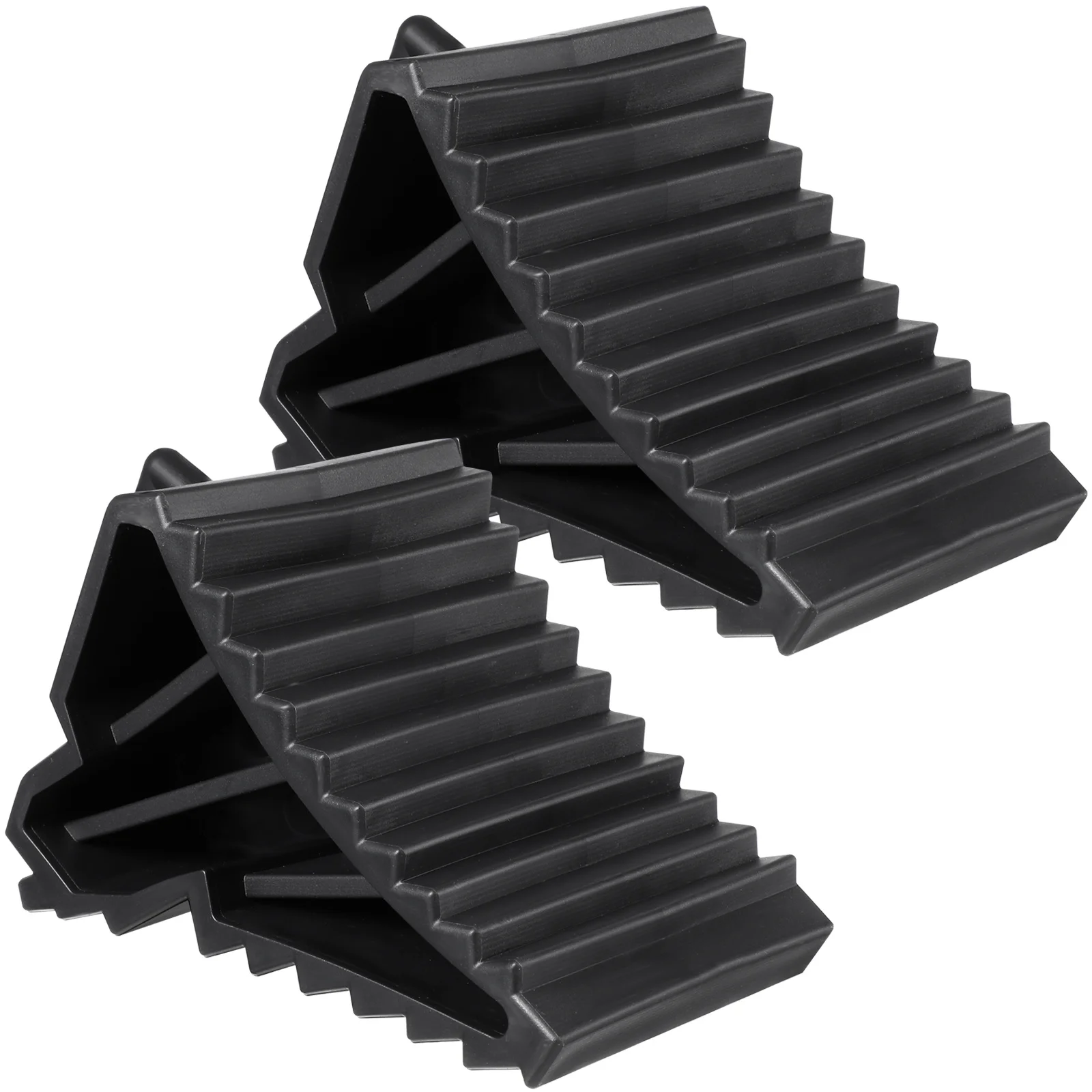 

2Pcs Car Stop Control Tire Triangle Pad Non-Slip Plastic Wheel Chock Heavy Duty Black Truck Anti Slip Parking Tool