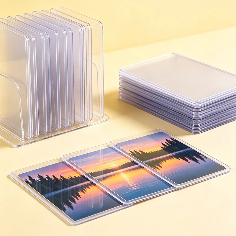 10Pcs 35PT Thick Card Cover Transparent Card Sleeve with Protective Film Clear Card Holder Idol Photo Game Baseball Card Holders