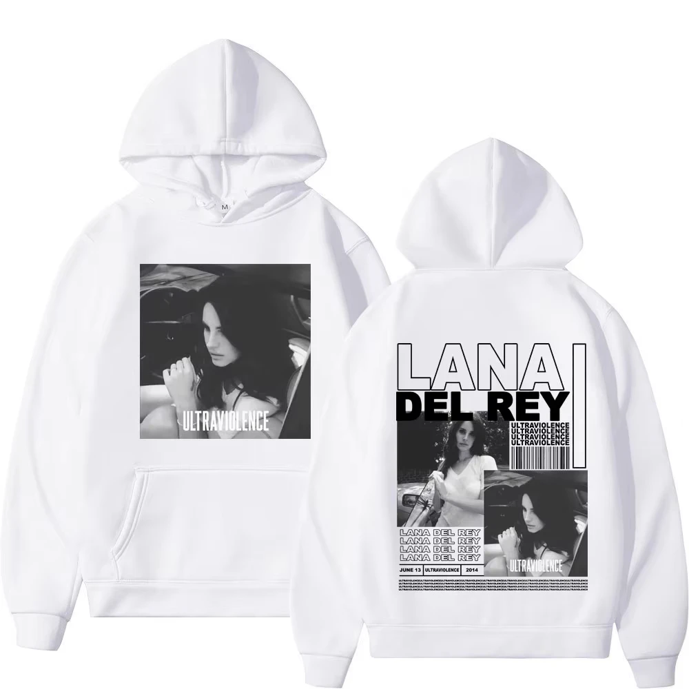 

Singer Lana Del Rey Double Sided Graphic Hoodie Men Women Vintage Casual Hooded Sweatshirt Autumn Winter Trend Fashion Pullovers