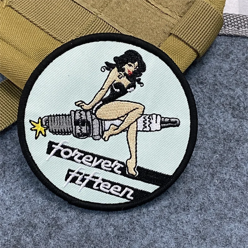 Forever Fifteen Pretty Girl Patch Pass Anime Embroidery Badge Hook and Loop Armband Backpack Helmet Decorative Patches Stickers