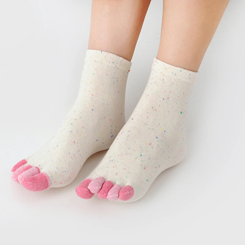 Women Fashion Five Toe Socks Cotton Solid Color Middle Tube Sock Female Kawaii 5 Finger Colorful Breathable Soft Sock Calcetines