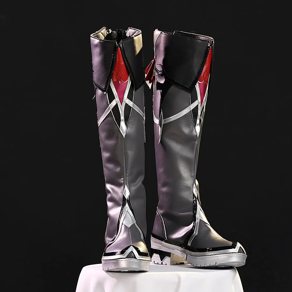 Anime Gra Genshin Impact Durin Cosplay Buty Czarne Kozaki Do Kolan Personalizowane Męskie Damskie Buty Na Halloween Karnawał