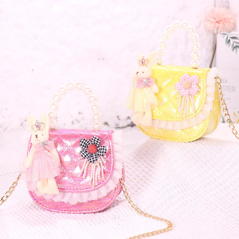 Guangzhou Children's Fashion Bag 2023 Korean Princess Cute Crossbody Bag Girl's Small Fragrant Pearl Handbag