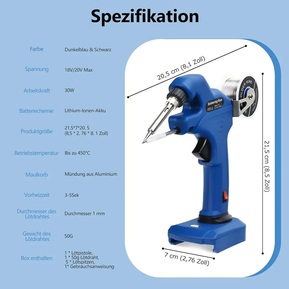 30W Cordless Electric Soldering Iron for Bosch 18/20V Max Li-ion Battery Fast Power Welding Tools