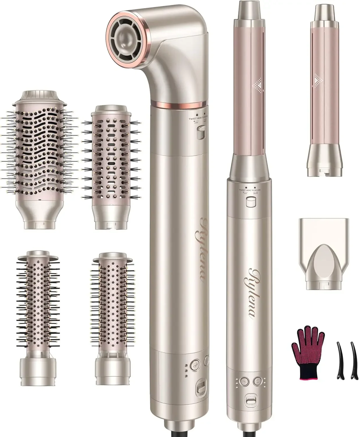 

Многофункциональный стайлер для волос Rylena Deluxe 8-в-1 Air Styler Pro 2025: фен-щетка для быстрой сушки, автоматической завивки, разглаживания и придания объема, 8 насадок