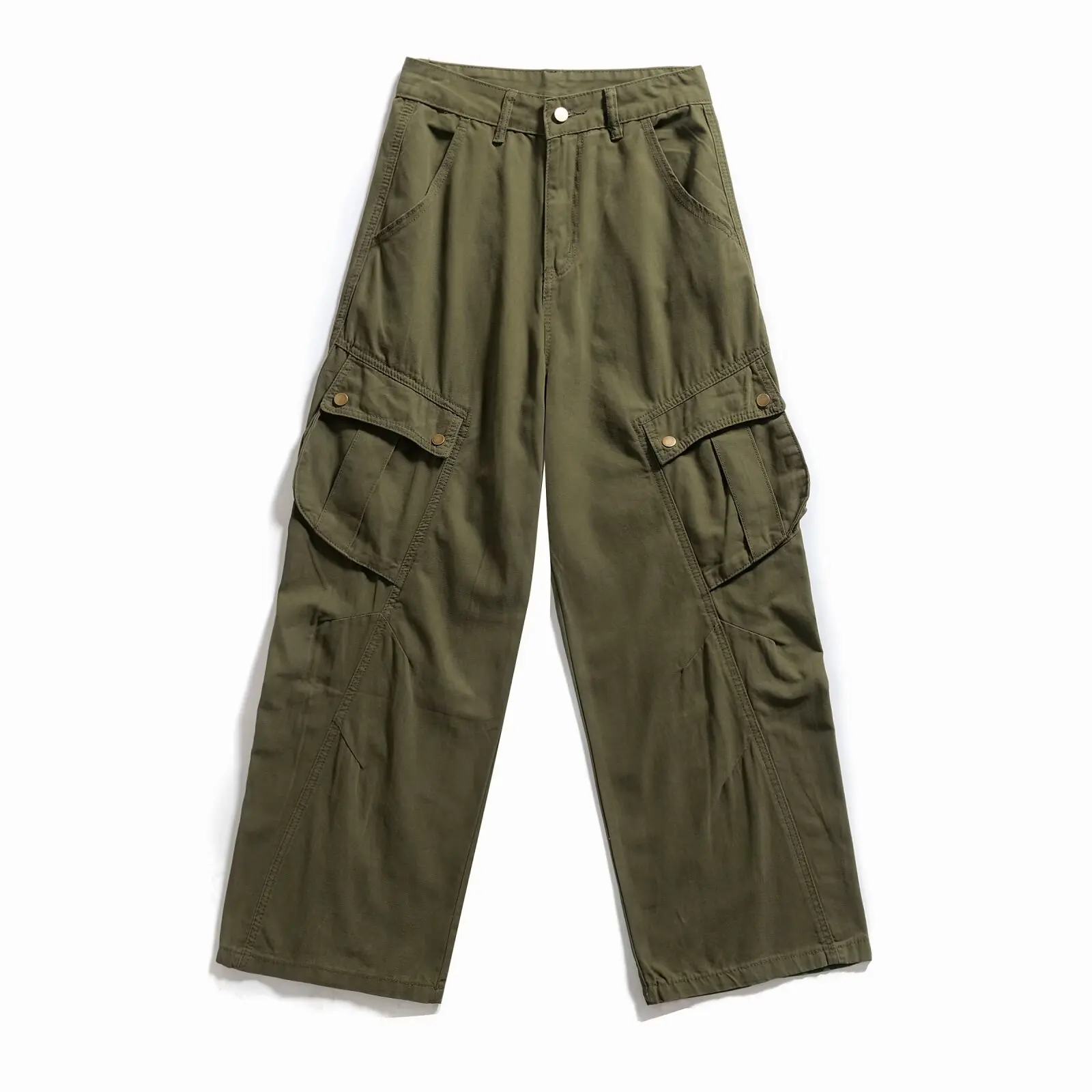 

Повседневные свободные брюки прямого кроя с широкими штанинами, с множеством карманов, модные, в стиле рабочей одежды, винтажные, уличные, элегантные брюки