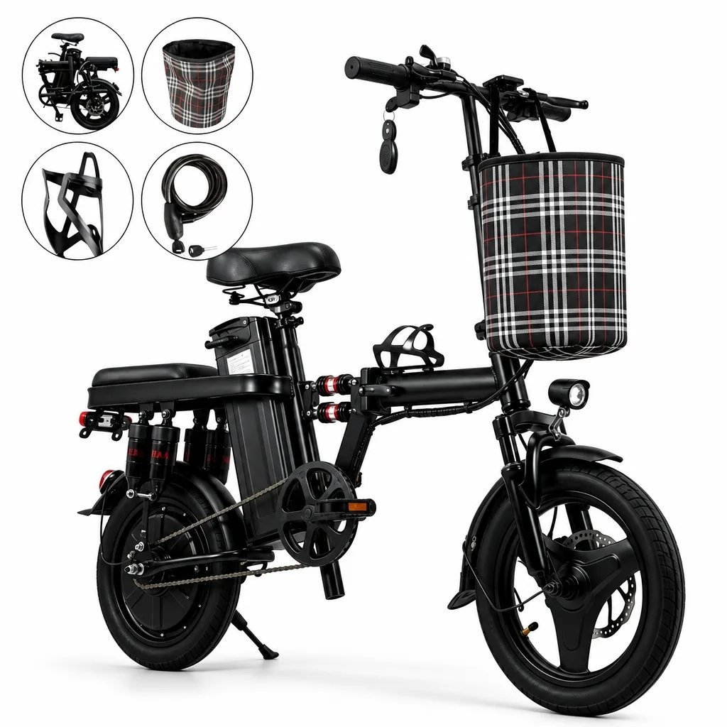 500W 48V 15Ah Foldable Electric Bicycle 14 Inch Tires 8 Shock Absorbers Adult E-Bike Long Range Commuter Folding Ebike image 3