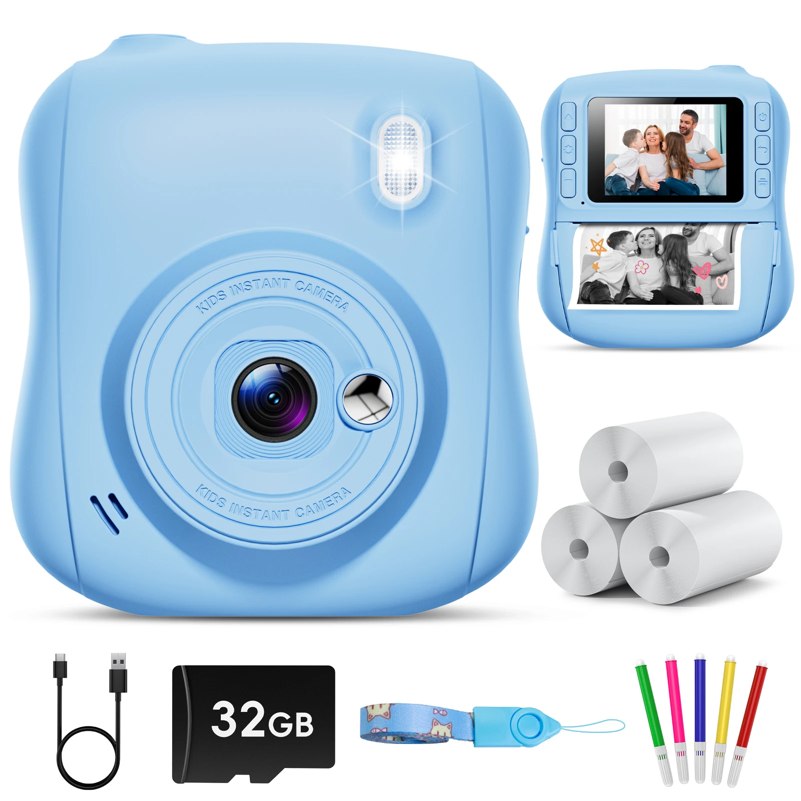 

Kids Instant Print Camera 2.0'' Toddle Digital Camera 14MP 1080P Instant Camera Toy with Print Paper Gift For Girls & Boys