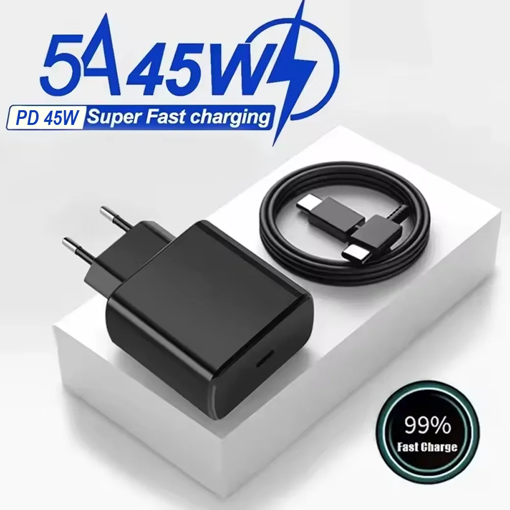 45W Fast Charging Charger For Samsung USB C PD Quick Charge 3.0 Wall Charge For Galaxy Plus Type C Cable Mobile Phone Charger