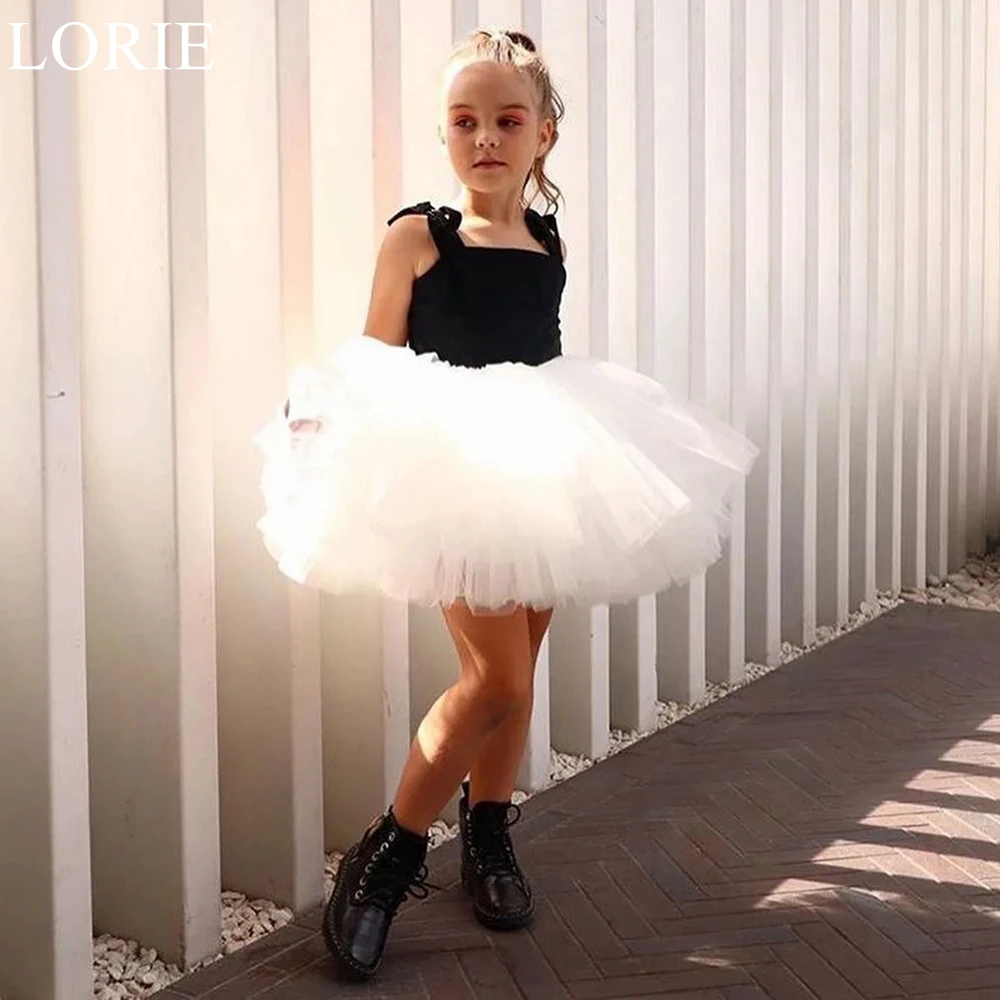 

LORIE Cute Black and White Flower Girl Dresses Ball Gown Spaghetti Strap Pleated 2025 Fairy Mini Birthday Party Dress Customized