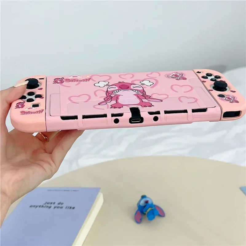 Новый жесткий чехол со стежком, чехол для зарядной док-станции, защитный чехол для консоли Switch Oled NS, защитная пленка с кристаллами