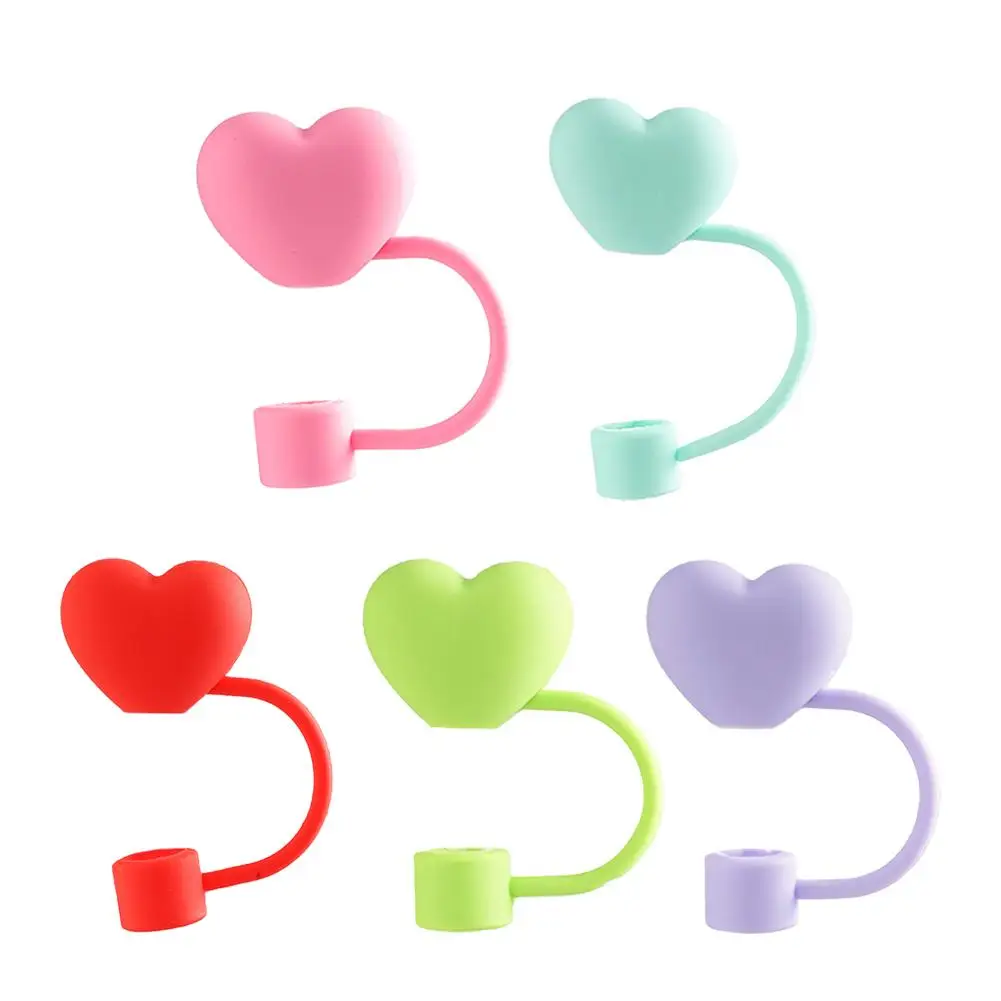 10mm Straw Covers Cap Compatible For Stanley 30&40 Oz Tumbler Cute Heart-shaped Reusable Drink Straws Covers Kitchen Tools P5M9