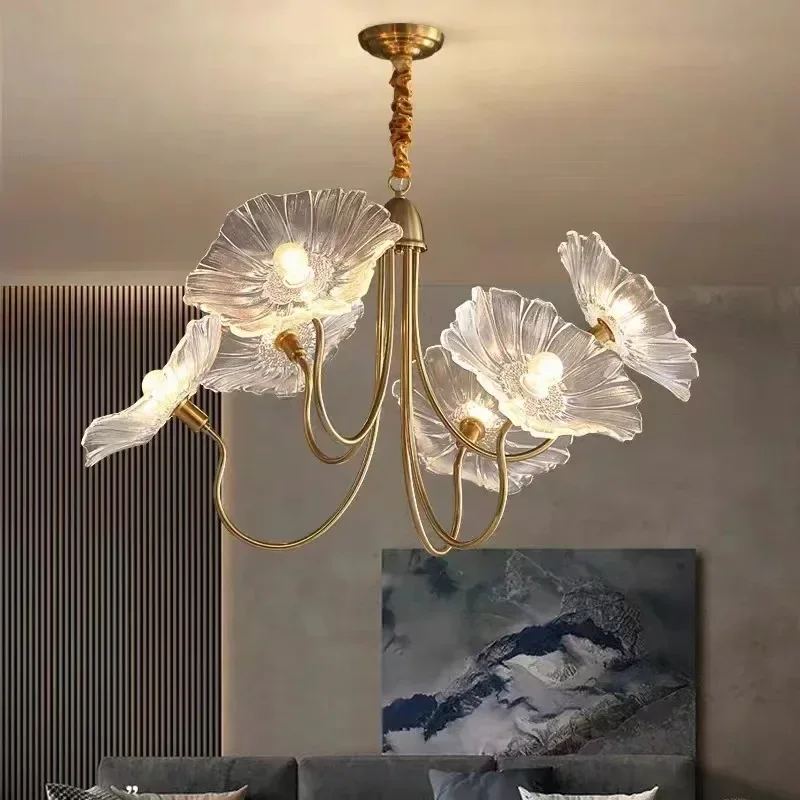 

Light Luxury Style Nordic Modern Bedroom Lamp Creative Flower Personality Simple Dining Designer Living Chandelier Room Decor