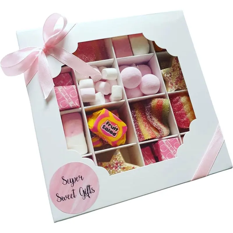10/20/50Pcs, 16 Grids Cake Box w/Window, Paper Bakery Box, Cajas Pasteles, Cake/Chocolates/Cookies/Pie, Birthday Wedding Party