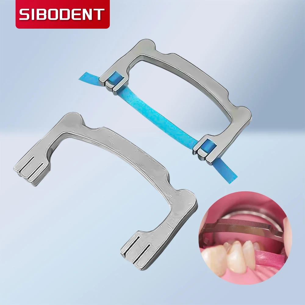 

Juego soporte de tira. Herramienta dentista metal, manual, para molienda dientes resina. Moldeador de lijado. 2 uds