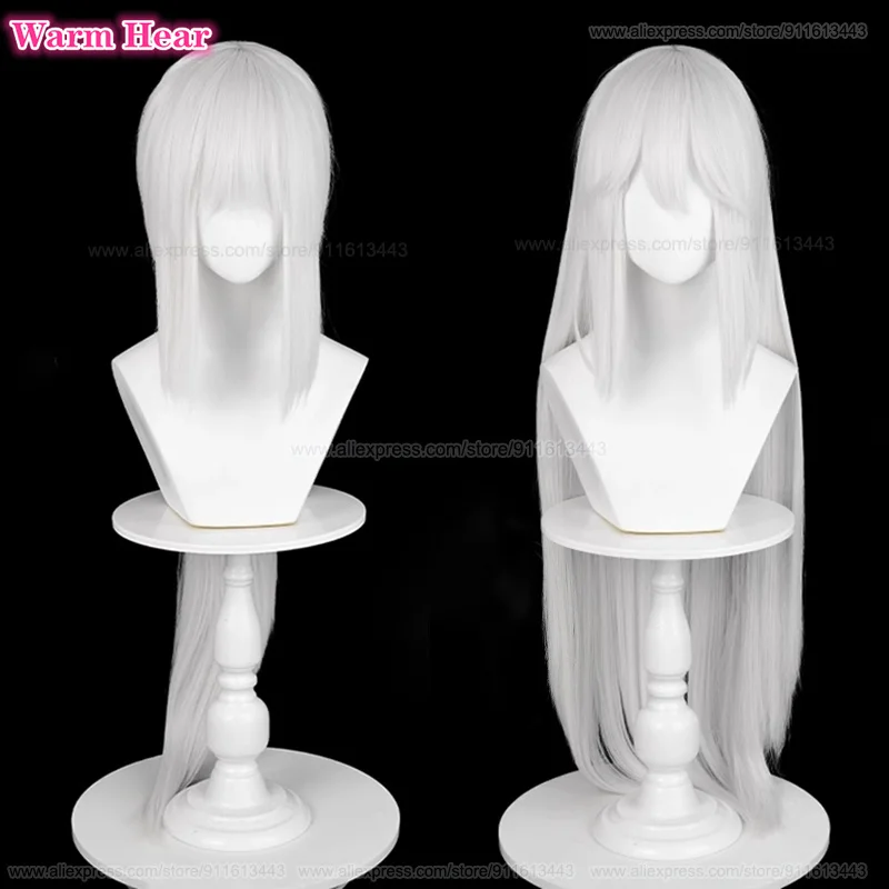 New Arrival Tomoe Cosplay Wig Anime Long 98cm Silver White Wig WIth Ear Heat Resistant Hair Halloween Party Woman Wigs + Wig Cap