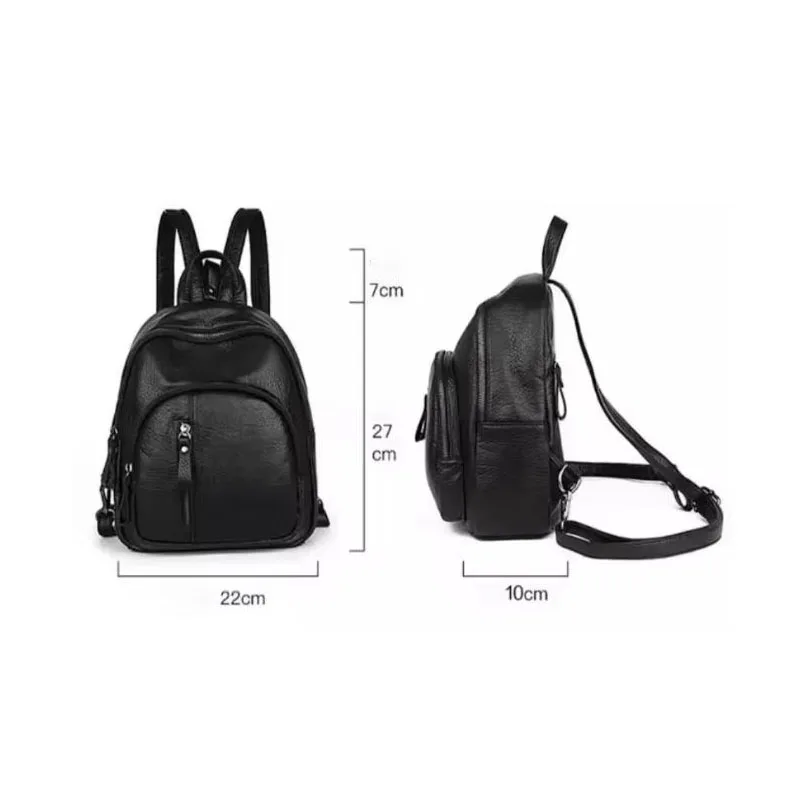 Mini Backpack Fashion Versatile Waterproof Soft Leather Backpack Korean-style Zipper Small Backpack Convertible Shoulder Bag image 6