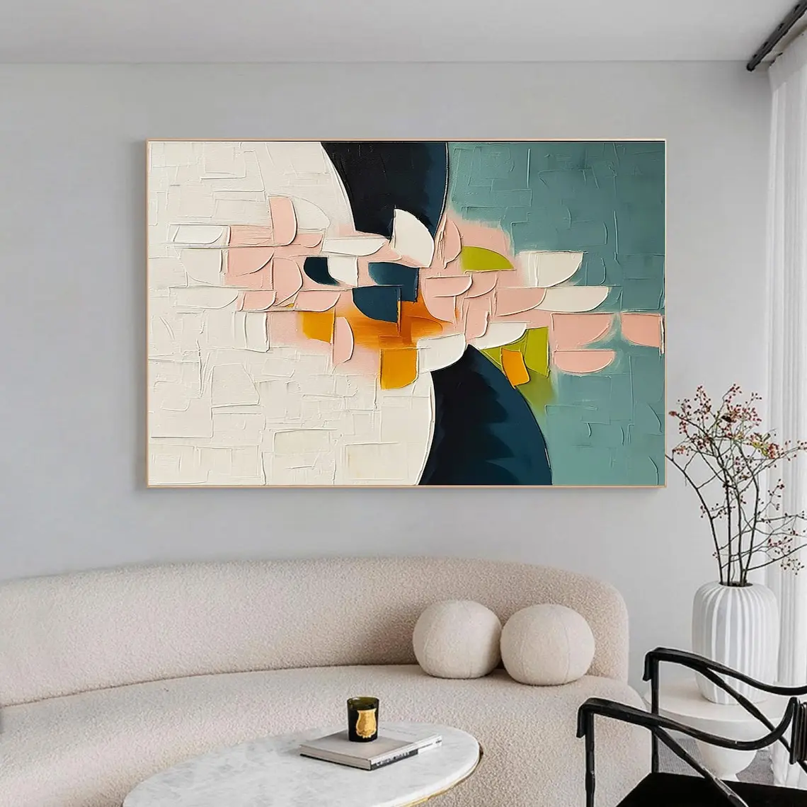 

Large Colorful Floral Handmade Texture Painting Original Wall Decor for Interior Design Colorful 3D Textured Wall Art Modern Art