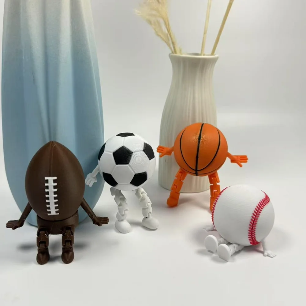 Football Basketball Rugby Various Ball Decorations Flexible Postures Collectible Office Decoration Sports Office Decoration Gift