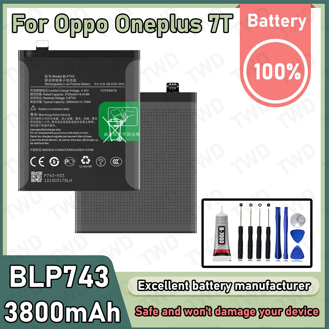

BLP743 Large capacity Battery For OPPO OnePlus 7T Batteries New High Quanlity+Free Tools