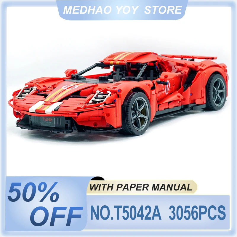 T5042A MOC GT Tecnico Rosso Unico Supercar Modello Building Blocks Mattoni Assemblaggio Fai da Te Puzzle Cool Car Toy Kid Natale Regalo di Natale