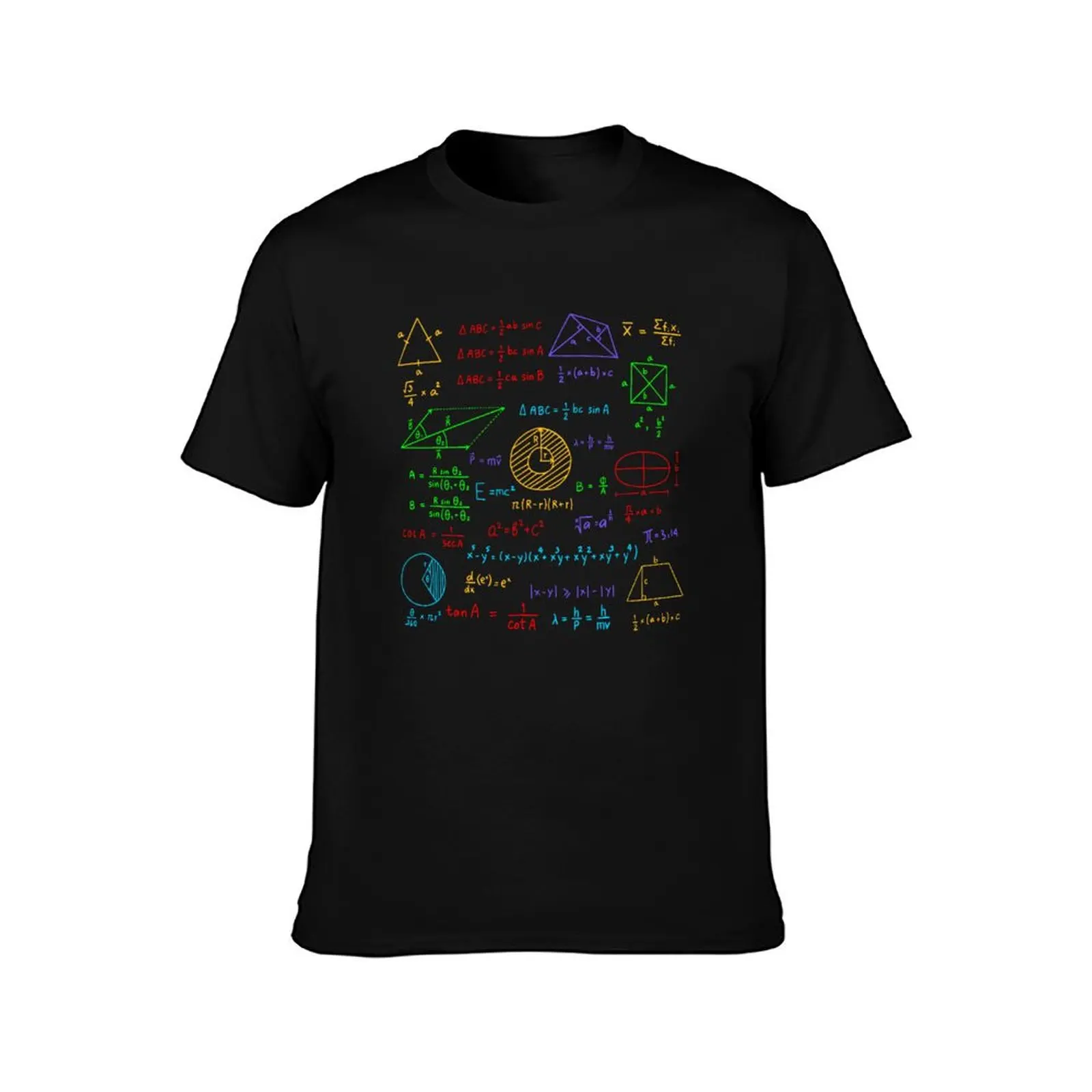 Handwritten Geometric Formulas Algebra Formulas Collage T-Shirt Plus Size Summer Short Sleeve T-Shirt