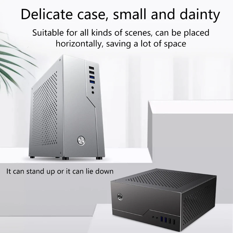 Small Micro FH01 HTPC Computer for Case with USB Front Ports Mini Desktop Chassi