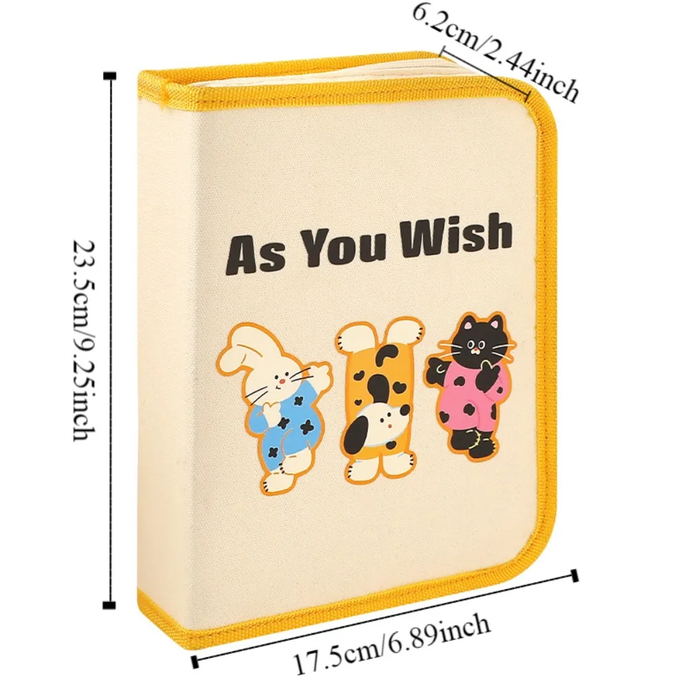 Creative Book Shape Pencil Case Large Capacity Cartoon Korean Style Stationery Bag 9 Layers Zipper Animal Pencil Pouch