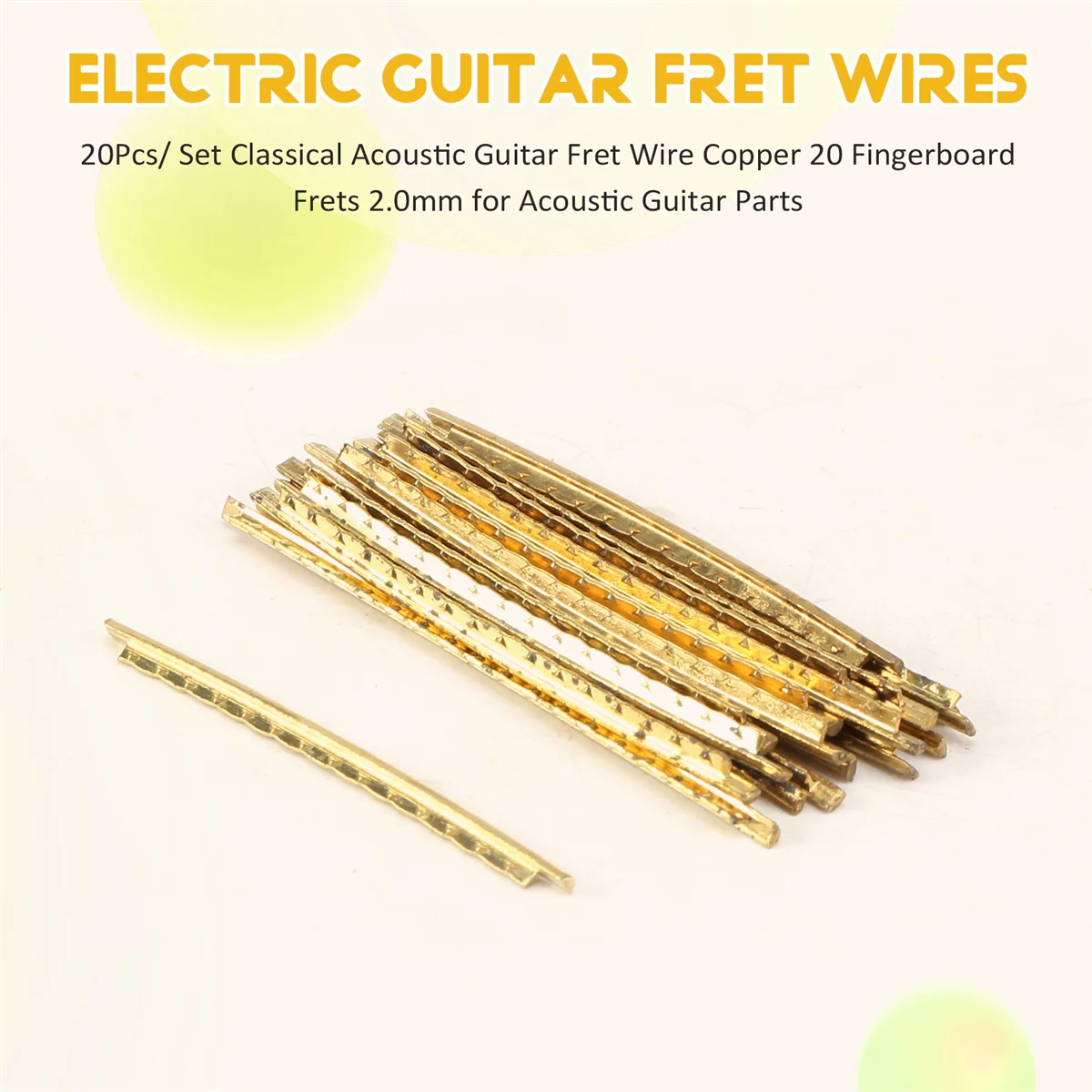 20 buah/set gitar akustik klasik Fret Wire tembaga 20 Fingerboard Fret 2.0mm untuk bagian gitar akustik