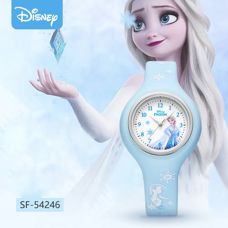 Disney Quartz Wristwatch Elsa and Anna Kawaii Gifts Korean Style Fashion Simple Frozen Girls Watch Water Resistant Watch Buckle