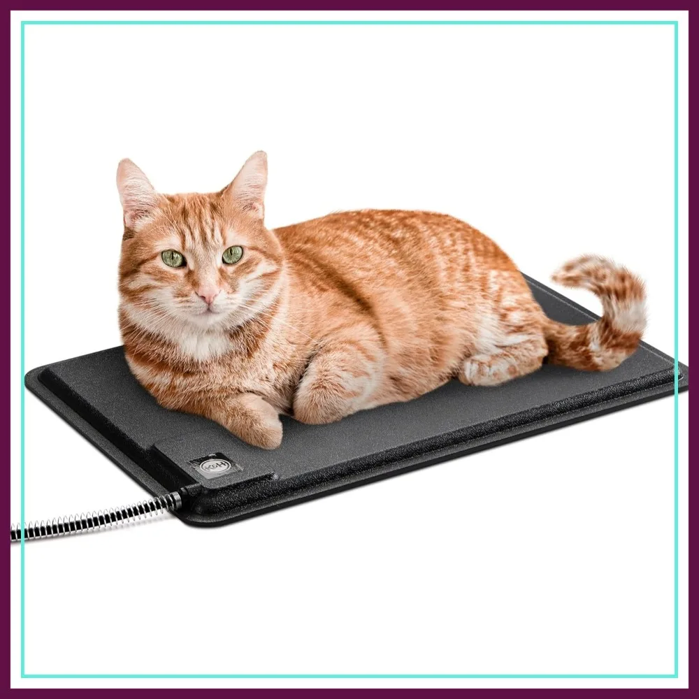 

Heated Outdoor Cat Mat, Waterproof Pet Warmer for Feral Cat Houses, Small 12.5x18.5in Black 40W