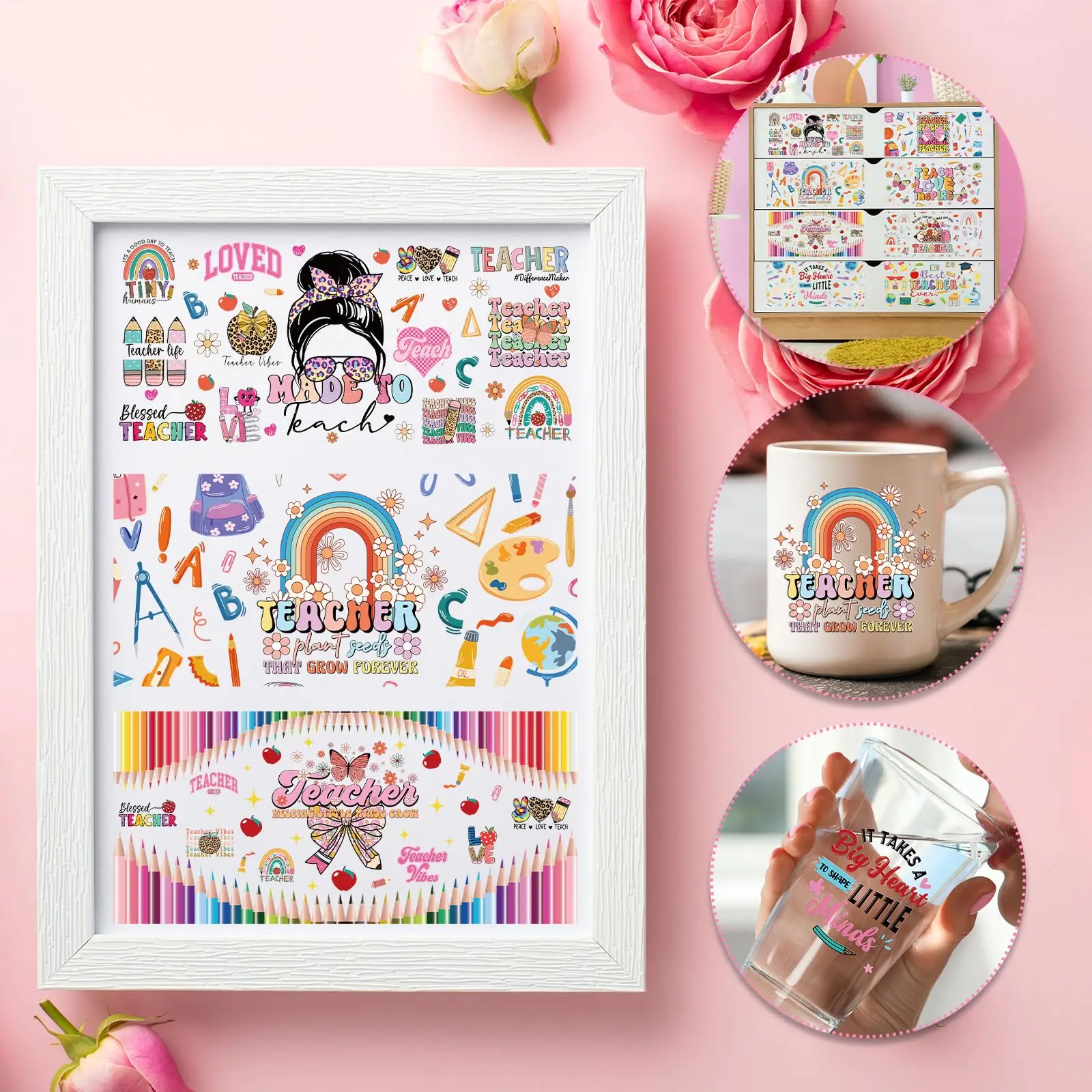 popular Cartoon Dollhouse series 16oz UV DTF 3D Transfers Sticker Decals cup Wraps For Glass Can Cup Craft DIY Gift Creative view 4