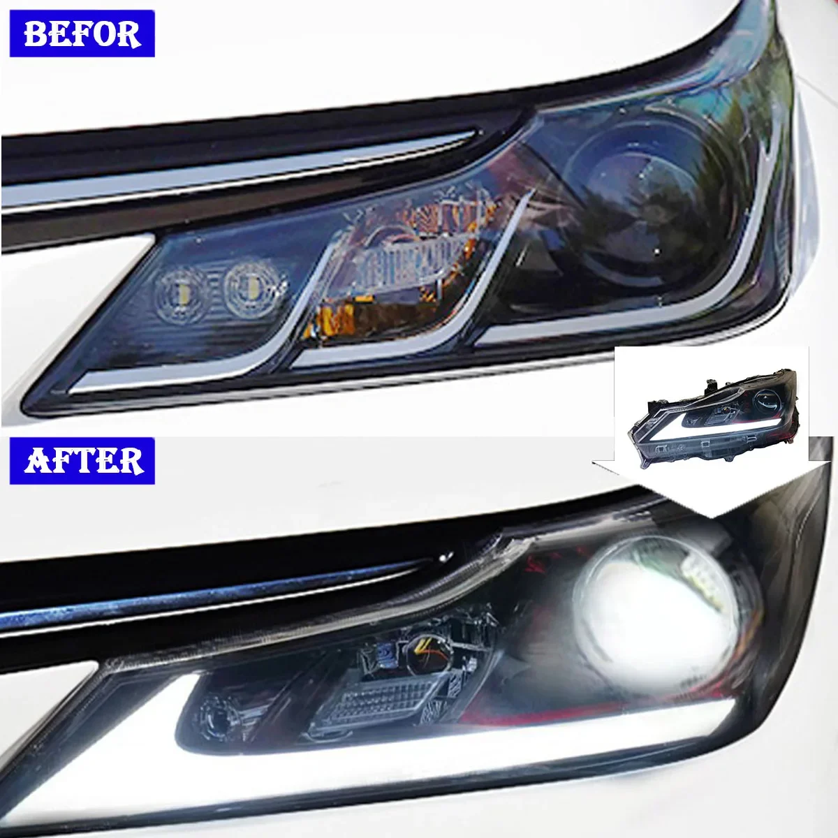 

LED Daytime Running Light Assembly Running Water Turn Signals Head Lamp For Toyota Corolla 2019
