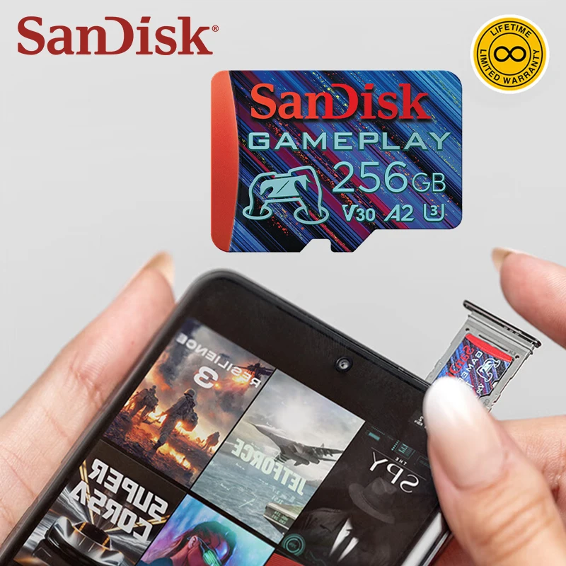 Original SanDisk GamePlay microSD Card A2 4K Max 190Mb/s Memory Card for switch phone Table Camera DVR 1TB 512GB 256GB 128GB