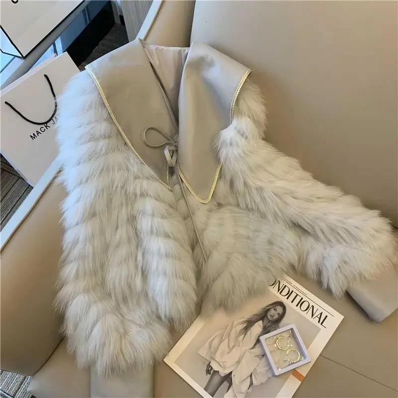 Women\'s Clothing Turn-down Collar Bandage Patchwork Solid Color Long Sleeve Cardigan Coats Casual Autumn Winter Jackets Tops