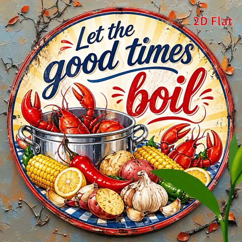 CIFBUY 2D Flat Aluminum Wall Art Waterproof Durable Crab Boil Kitchen Bar Home Decor