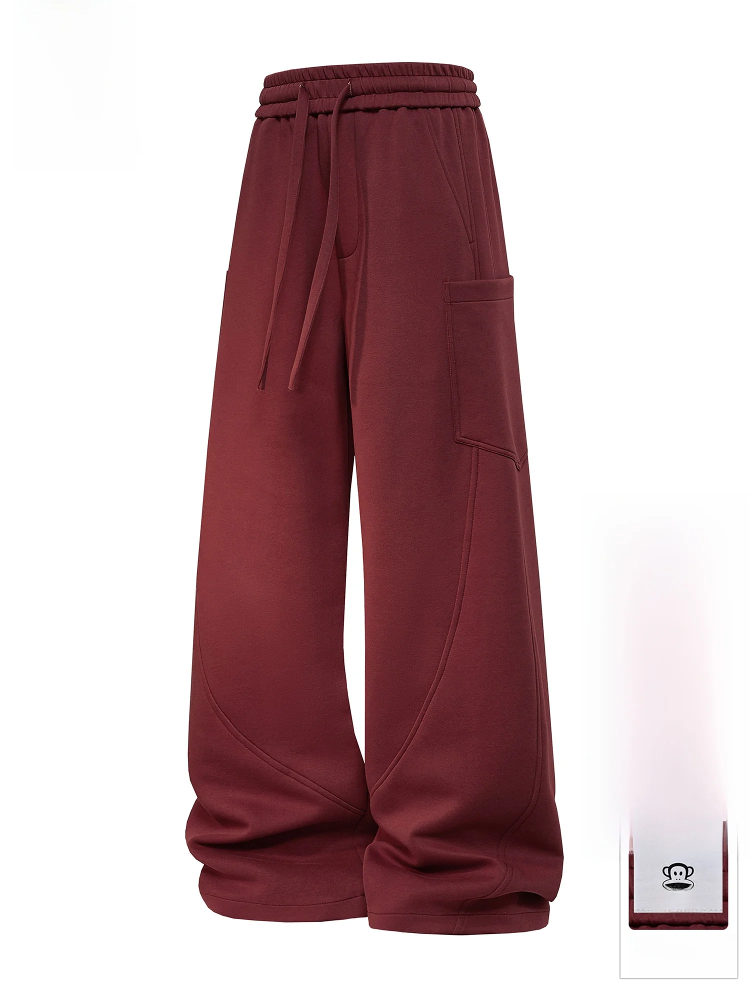 

PaulFrank Men's Casual Trousers Wide Leg Pants Fce Lined Workwear Drapey Red for Men's Spring Autumn Seasonal Wear