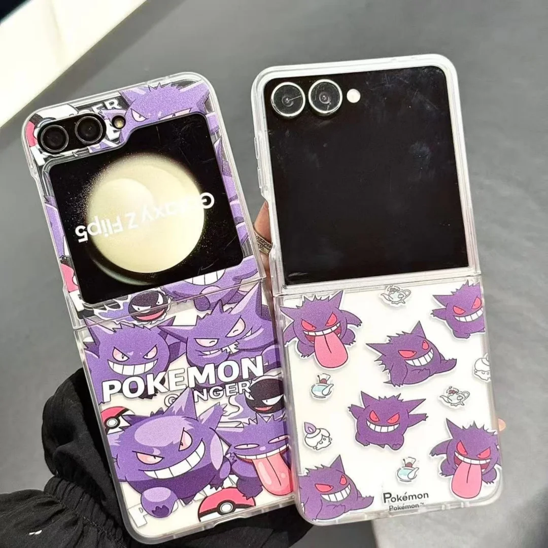 

3D Cool P-Pokemon Gengar Silicone shockproof Phone Case For Samsung Galaxy Z Flip ZFold 7 6 5 4 3 PC Transparent hard Case