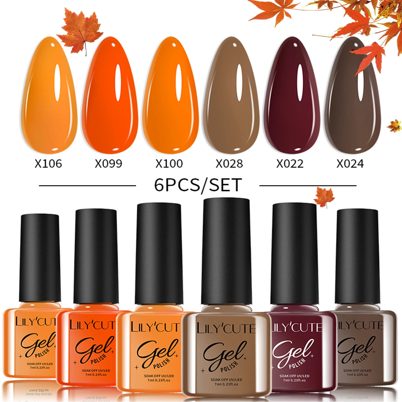 

LILYCUTE Nail Gel Polish Autumn Color Fall Season Gel Nail Polish Kit Soak off UV LED Semi Permanent Nail Gel 6pcs/kit