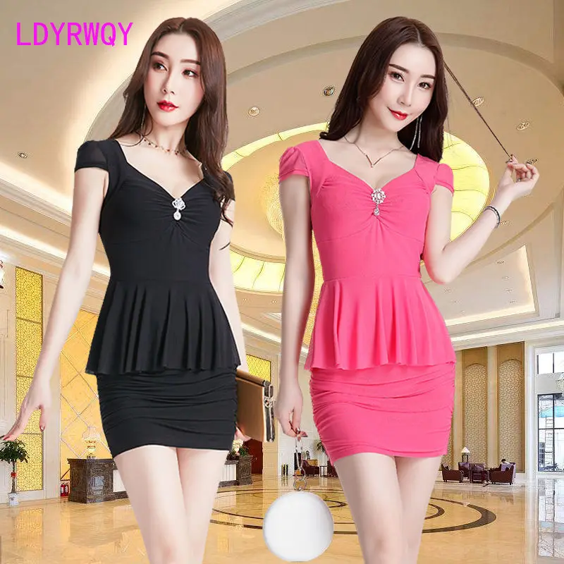 

Nightclub sexy dress female 2022 new slim slim bag buttock technician Office Lady Zippers Knee-Length