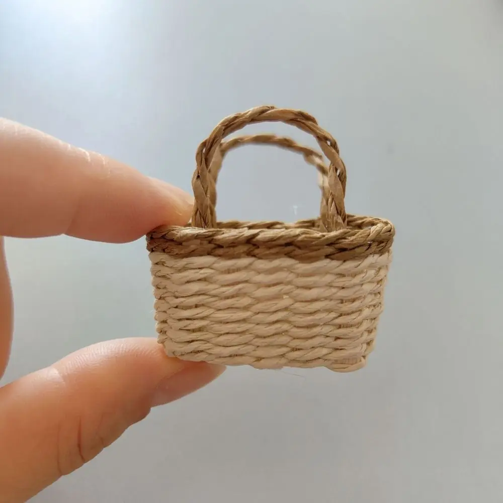 Mini Miniatur-Puppenhaus-Korb, modischer handgefertigter handgewebter Korb, DIY-Dekoration zum Kindertag für BJD-Puppen/für Ob11-Puppen – Detail 9