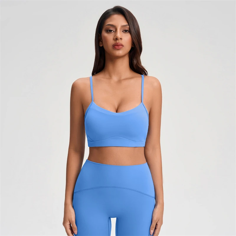 Thin Shoulder Strap Sports Bra Women's Running Shockproof Fitness Bra Sling Bottoming Yoga Back Bra With Chest Pad