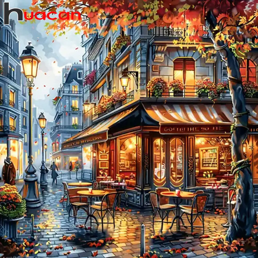Huacan Diamond Painting House Diamond Mosaic Street Landscape New Collection 2025 Decorative Paintings