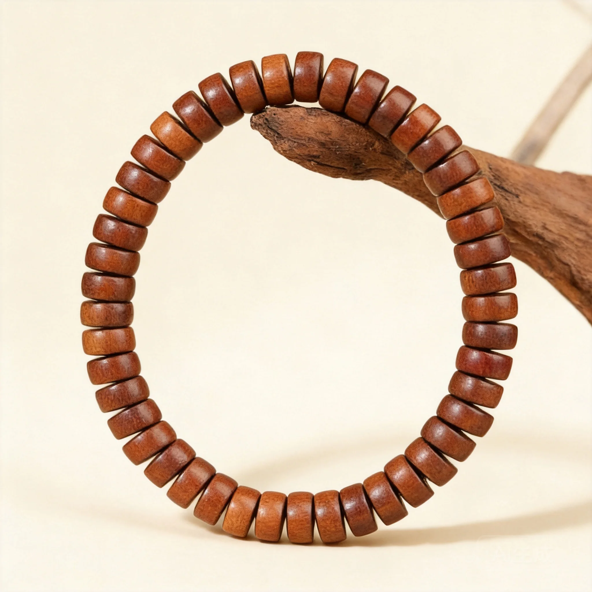 Traditional Chinese Style Good Luck Fortune Blessing Thunder Struck Jujube Wood Bracelet 45pcs 8x4mm Straight Cut Prayer Beads
