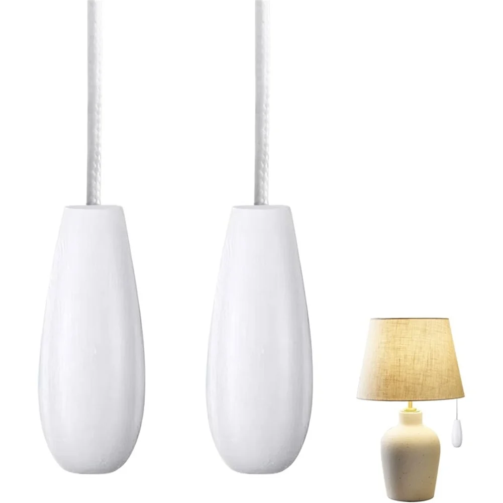 Wooden Light Pull Handle 2 Pack with 150cm Cord for Fans Chandeliers and Standard Pull Chain Light Applications
