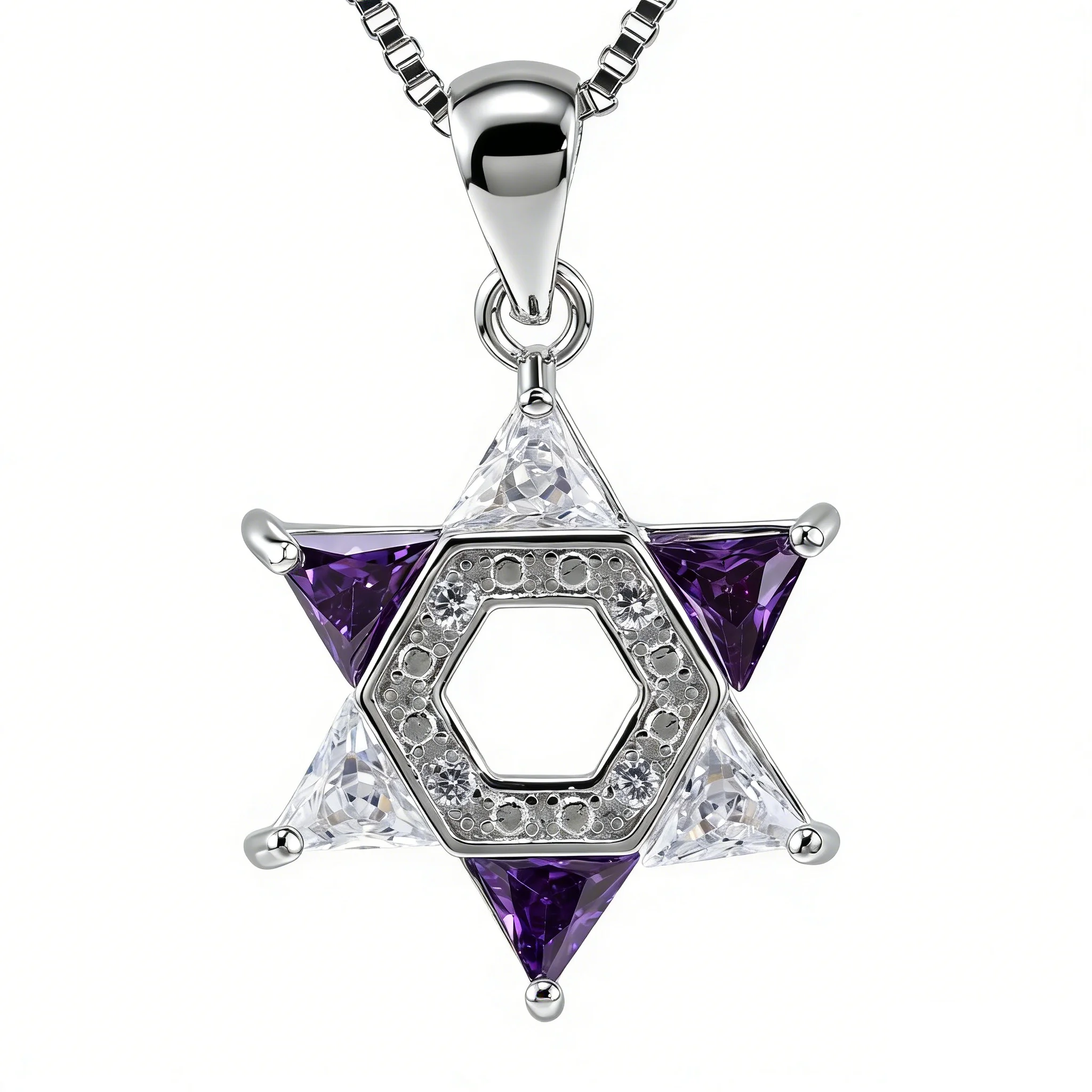 Bunte Davidstern-Anhänger-Halskette für Frauen, zierliche Hexagramm-Halskette mit Zirkonia, trendiger Boho-Schmuck als Geschenk für – Detail 12