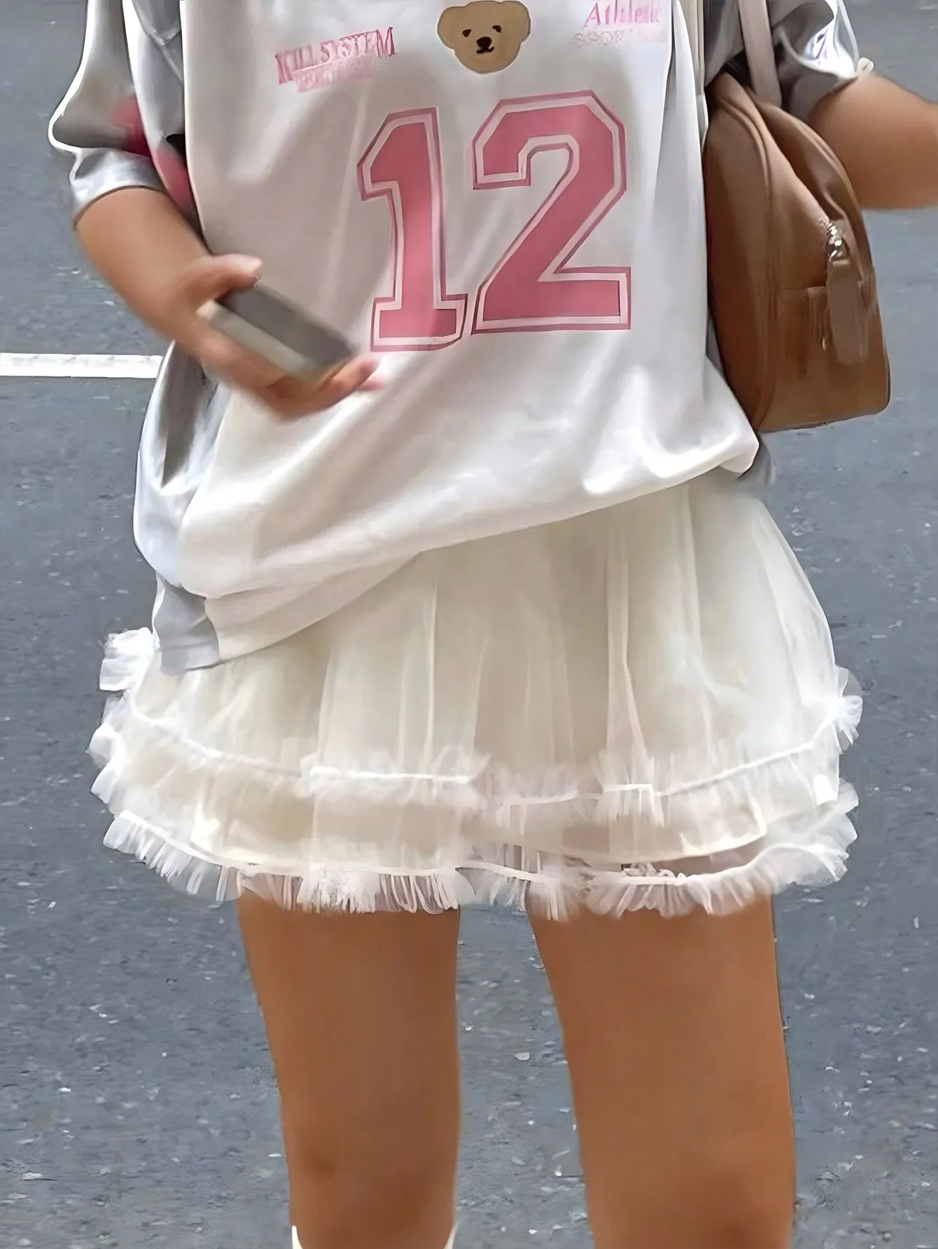 

Y2K Cute Blokecore White Drawstring Waist Tiered Layer Mesh Ruffle Bowknot Detail Micro Mini Tulle Ballet Skirt