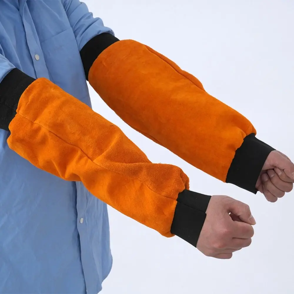 Manchons de soudage électriques à doublure antiadhésive, résistant à la chaleur et aux flammes, protecteur de bras de soudage respirant, manchette élastique résistante à l'usure