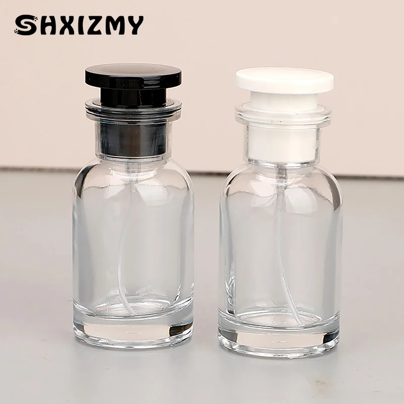 空の詰め替え可能な香水瓶,30ml,ガラス,円筒形,ポータブルトラベル香水噴霧器,サンプル容器